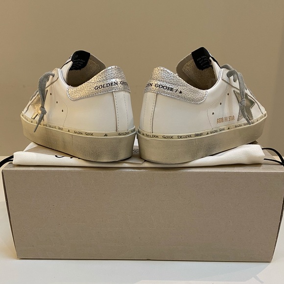 Golden Goose Hi-Star White/Silver Leather 37 NIB - Picture 6 of 10